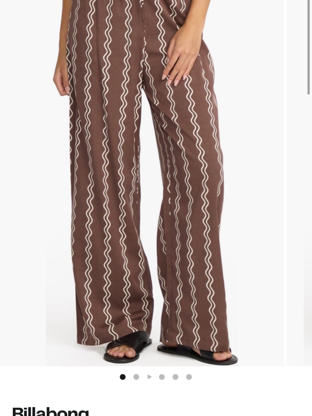 Billabong Brown Wide Leg Pants with Cream Wave Stripe